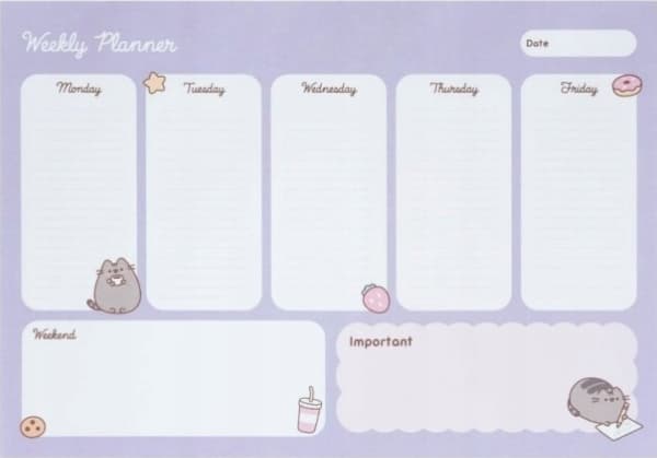 Pusheen - Veckoplanerare från kollektionen Moments 54 sidor A4
