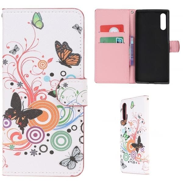 Plånboksfodral Huawei P30 - Vit med Fjärilar