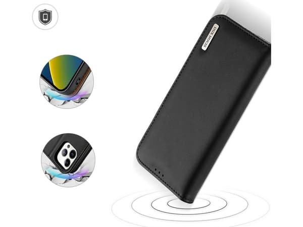 Dux Ducis Dux Ducis Hivo Leather Flip Deksel Lommebok i ekte skinn for kort og ID-er iPhone 14 Pro Max Black