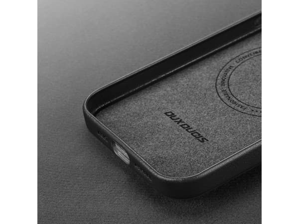 Dux Ducis Dux Ducis Grit Lærveske til iPhone 14 Max Elegant kunstskinndeksel (MagSafe-kompatibel) Svart