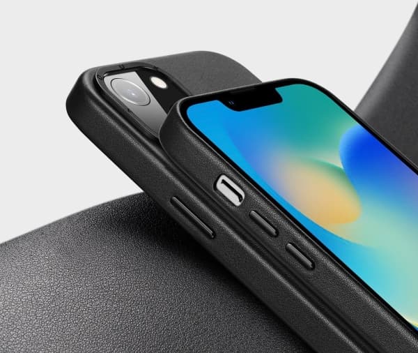 Dux Ducis Dux Ducis Grit Lærveske til iPhone 14 Max Elegant kunstskinndeksel (MagSafe-kompatibel) Svart