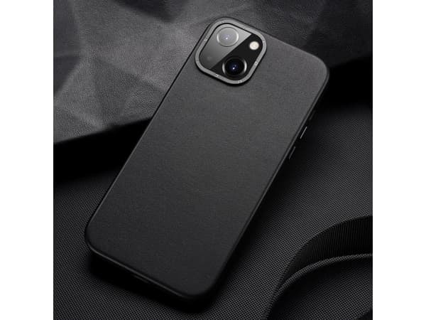 Dux Ducis Dux Ducis Grit Lærveske til iPhone 14 Max Elegant kunstskinndeksel (MagSafe-kompatibel) Svart