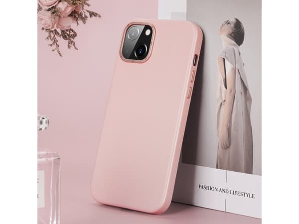 Dux Ducis Dux Ducis Grit Lærveske til iPhone 14 Max Elegant kunstskinndeksel (MagSafe-kompatibel) Rosa