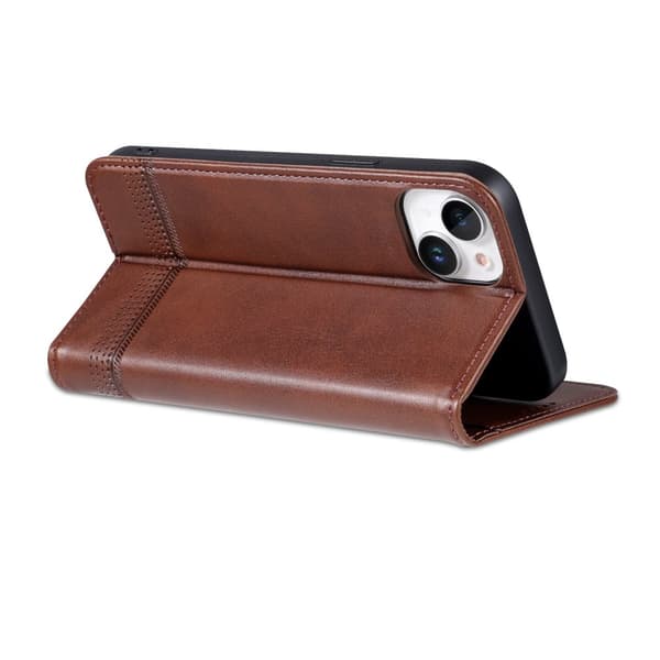 iPhone 15 plus - Pl�nboksfodral Magnetisk i L�der 3-kortfack