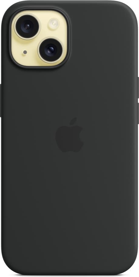 Apple iPhone 15 silikonfodral med MagSafe, svart