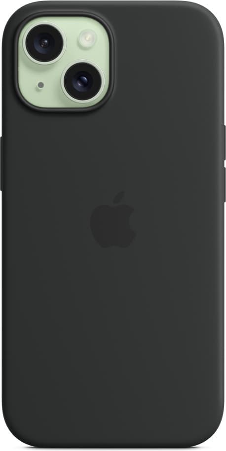 Apple iPhone 15 silikonfodral med MagSafe, svart