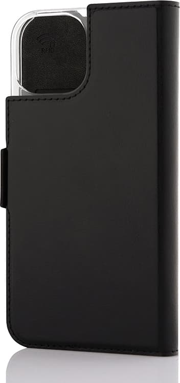 Wave BookCase -suojakotelo, MagSafe-yhteensopiva, iPhone 15, musta