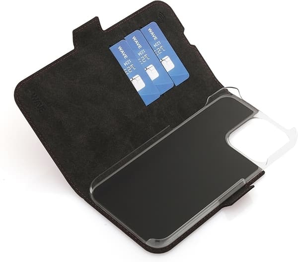 Wave BookCase -suojakotelo, MagSafe-yhteensopiva, iPhone 15 Pro Max, smoky sangria