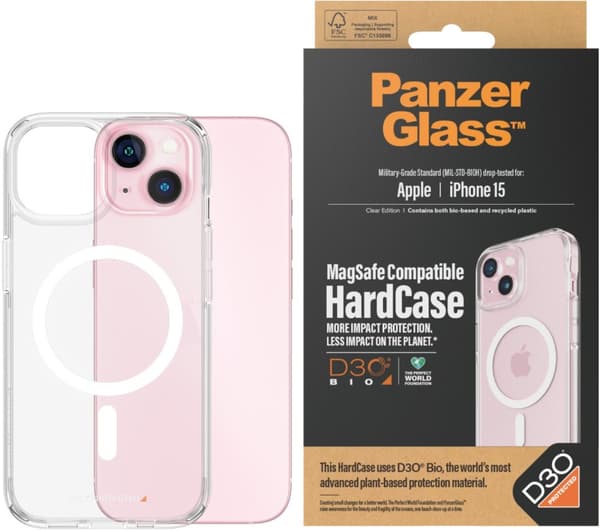 PanzerGlass HardCase med D3O -skyddsfodral, MagSafe-kompatibelt, iPhone 15