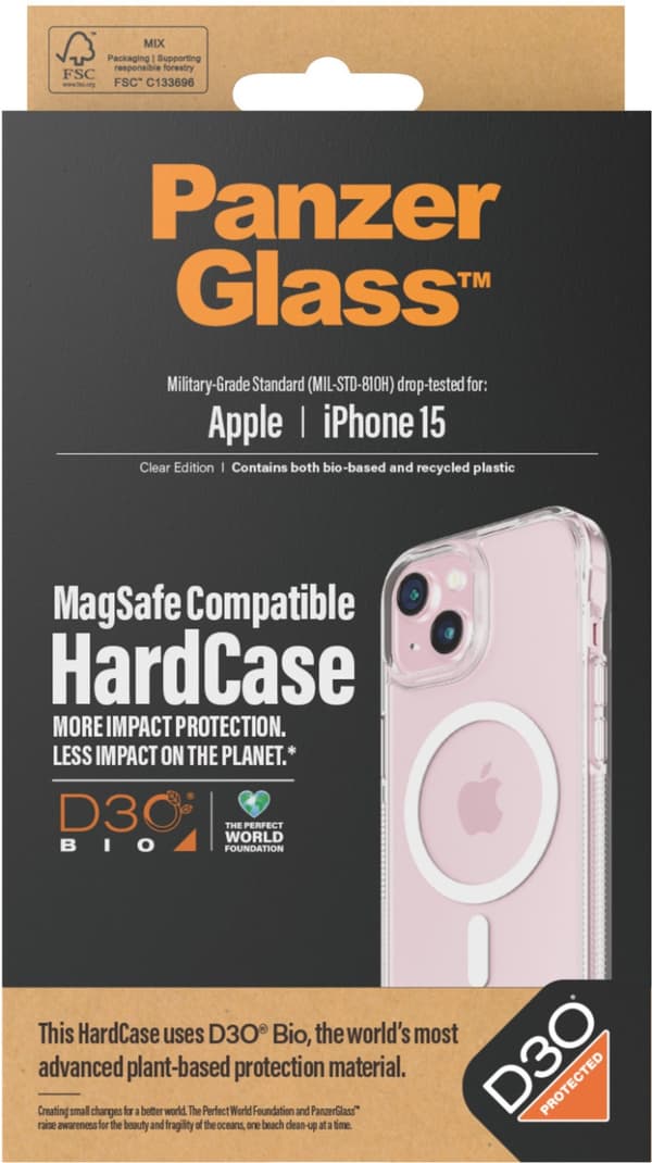 PanzerGlass HardCase med D3O -skyddsfodral, MagSafe-kompatibelt, iPhone 15