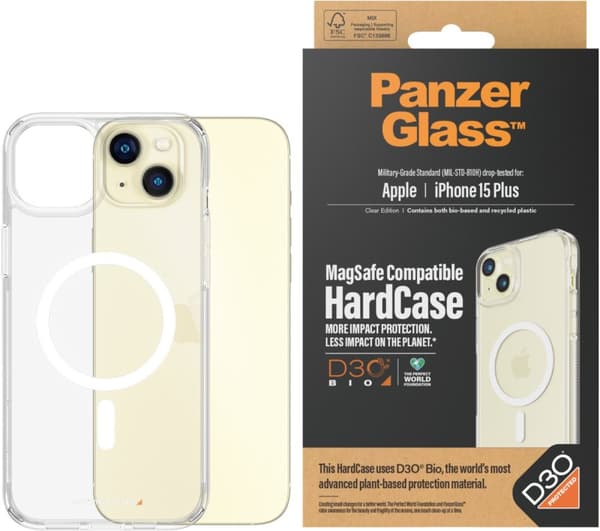 PanzerGlass HardCase with D3O -suojakotelo, MagSafe-yhteensopiva, iPhone 15 Plus