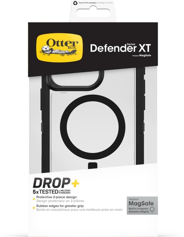Otterbox Defender XT-skyddsfodral, iPhone 15 Pro Max, svart / transparent.