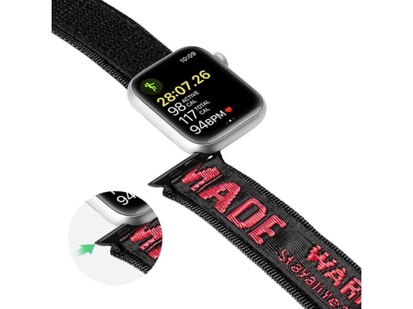 Dux Ducis Dux Ducis hihna (ulkoiluversio) Apple Watch Ultra, SE, 8, 7, 6, 5, 4, 3, 2, 1 (49, 45, 44, 42 mm) nailonhihna rannekoru musta ja punainen