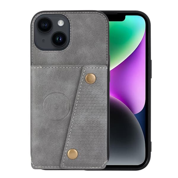 iPhone 15 - Lyxigt Retro Läder Plånboksfodral 4-Kortfack