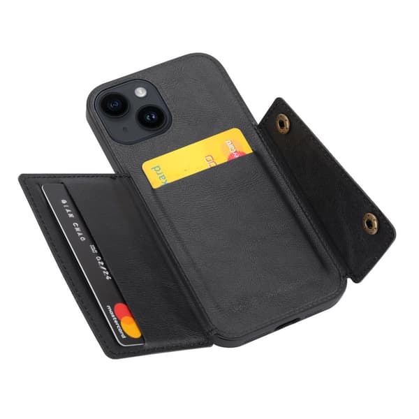 iPhone 15 - Lyxigt Retro Läder Plånboksfodral 4-Kortfack