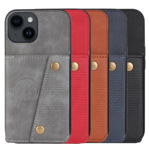 iPhone 15 - Lyxigt Retro Läder Plånboksfodral 4-Kortfack