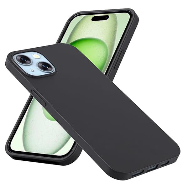 iPhone 15 PLUS - Mattbehandlat Skyddsskal med Stötdämpande Silikon Svart