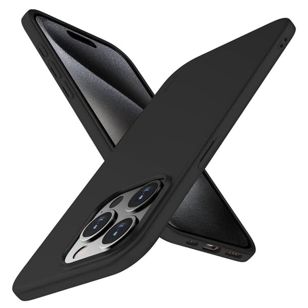 iPhone 15 PRO MAX - Skyddsskal i Mattbehandlat Stötdämpande Silikon Svart