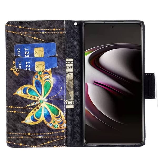Lompakkokotelo Samsung Galaxy S24 Ultra - Kultainen Perhonen