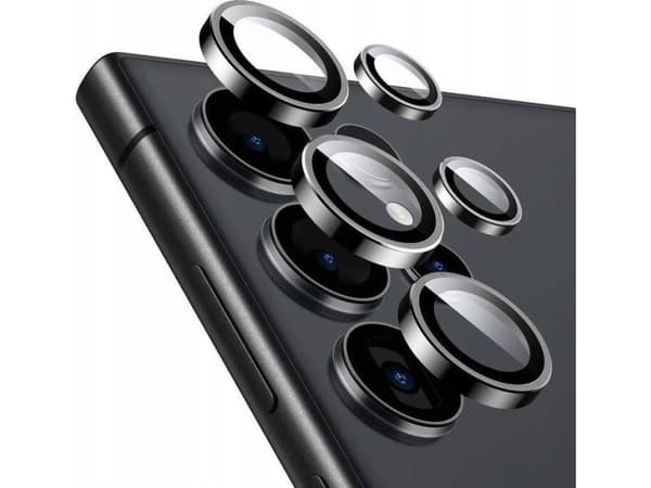 Crong Härdat glas för kameralinsen på Samsung Galaxy S24 Ultra sort
