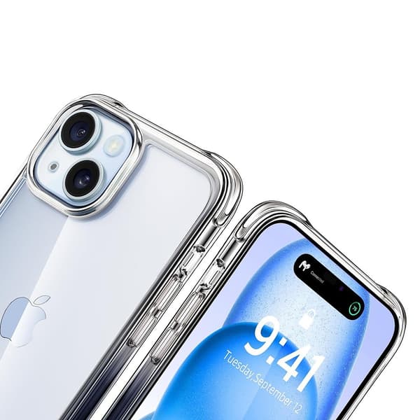 iPhone 15 PLUS - St�td�mpande Skyddande Silikonskal Genomskinlig
