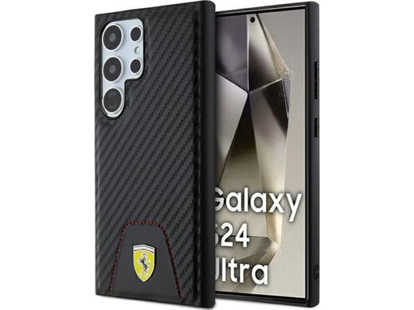 Samsung Galaxy S24 Ultra Ferrari-deksel Carbon Stitched Bottom (FEHCS24LN3PUK) svart farge
