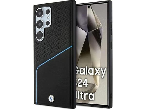 Case BMW BMHMS24L23RDCLK S24 Ultra S928 black hardcase Signature Leather Textured & Line MagSafe