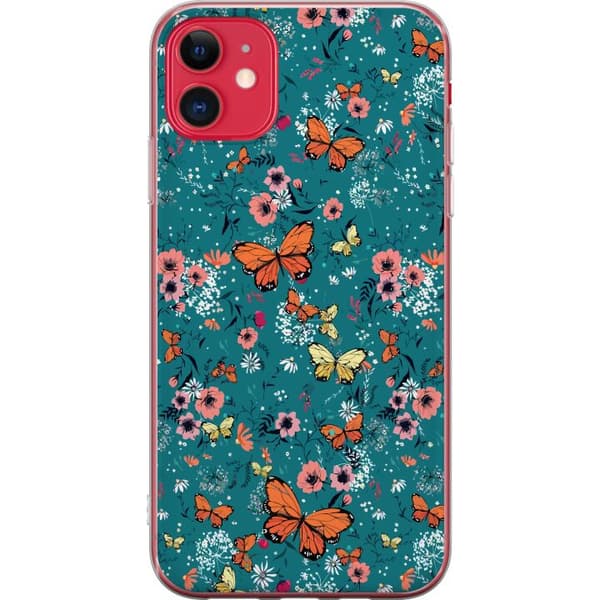 Apple iPhone 11 Genomskinligt Skal Fjärillar och blommor