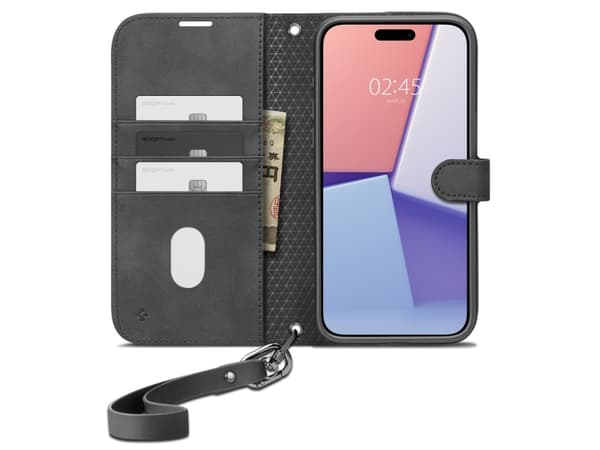 Spigen Wallet S Pro, Plånbok, Apple, iPhone 15 Pro Max, 17 cm (6.7"), Svart