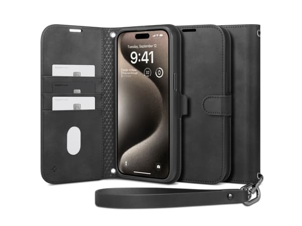 Spigen Wallet S Pro, Plånbok, Apple, iPhone 15 Pro Max, 17 cm (6.7"), Svart
