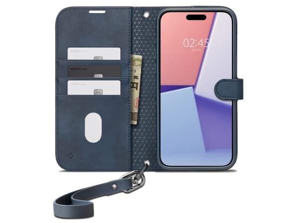 Spigen Wallet S Pro, Lommebok-etui, Apple, iPhone 15 Pro, 15,5 cm (6.1"), Marineblå