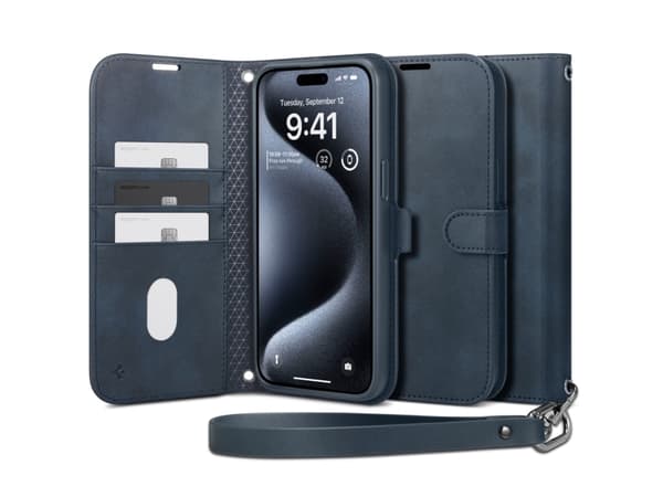 Spigen Wallet S Pro, Lommebok-etui, Apple, iPhone 15 Pro, 15,5 cm (6.1"), Marineblå