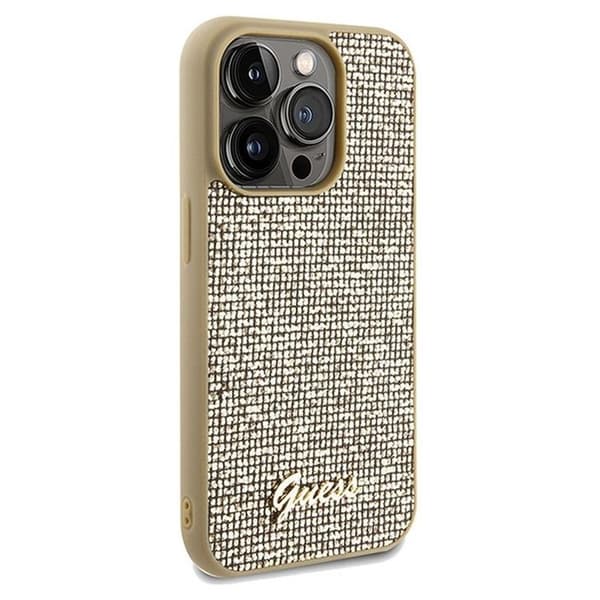 Guess iPhone 14 Pro Mobilskal Disco Script Metal - Guld