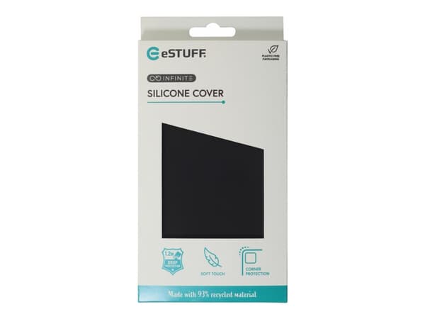 eSTUFF Infinite Riga - Baksidedeksel for mobiltelefon - polykarbonat, 100% recycled silicone - svart - for Apple iPhone 12, 12 Pro