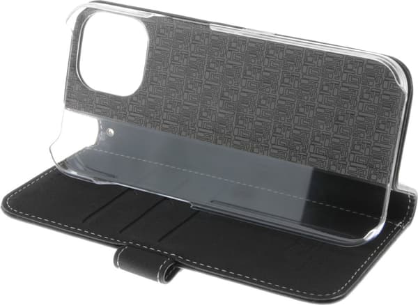 Insmat Exclusive Flip Case -lompakkokotelo, iPhone 15, musta