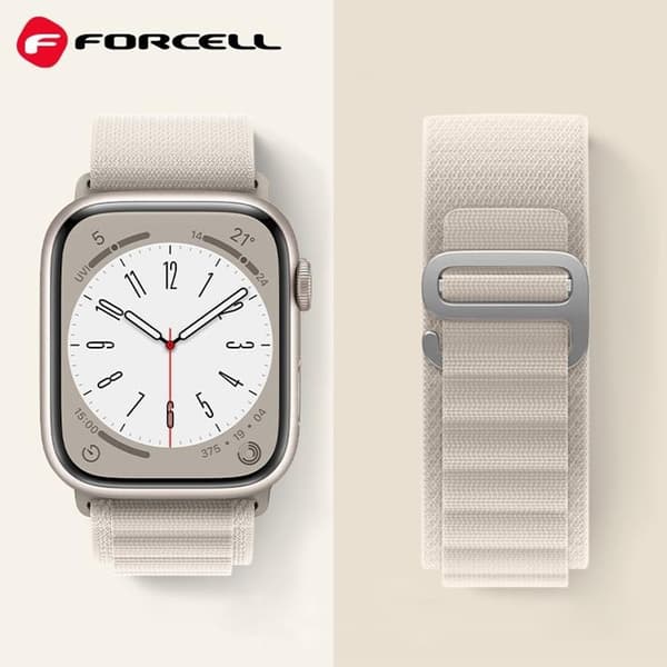 Forcell Apple Watch (42/44/45/49mm) Armband F-Design - Ljusgrå
