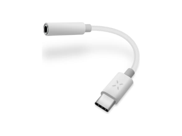 FIXED - USB-C til hodetelefons-jakkadapter - 24 pin USB-C hann til minijakk hunn - hvit