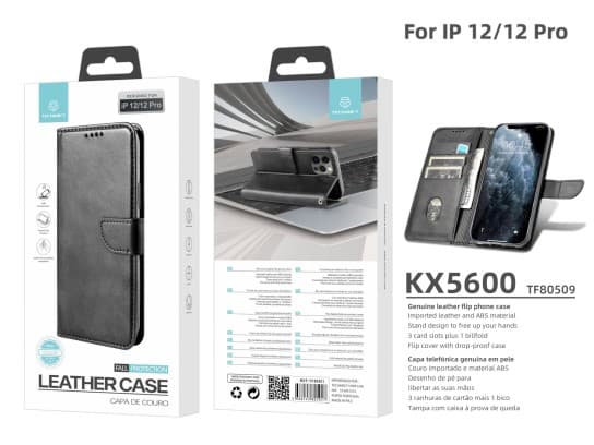 iPhone 12/12 Pro - Vikbart Läderfodral med 3-Kortfack