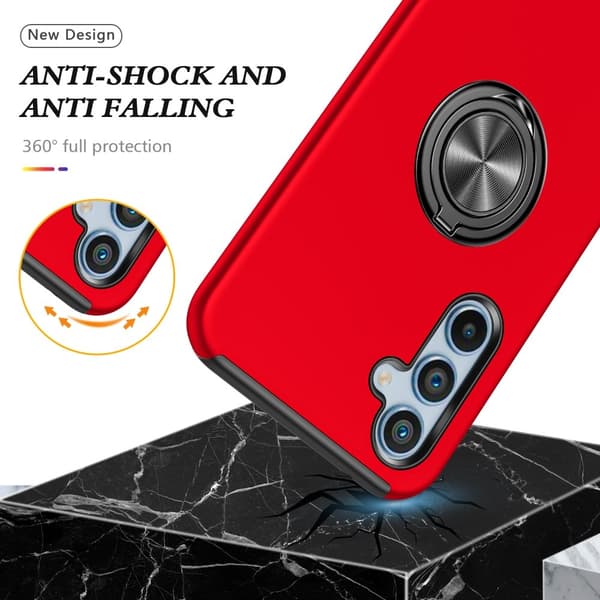 Samsung Galaxy S24 / S25 Hybrid skal med Finger Ring - Röd