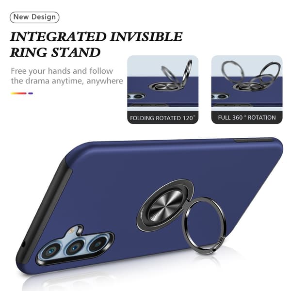 Samsung Galaxy S24 / S25 Hybrid skal med Finger Ring - MörkBlå