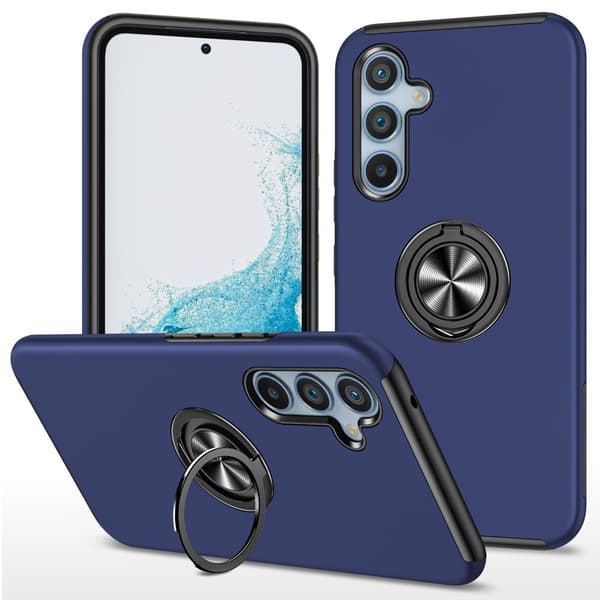 Samsung Galaxy S24 / S25 Hybrid skal med Finger Ring - MörkBlå
