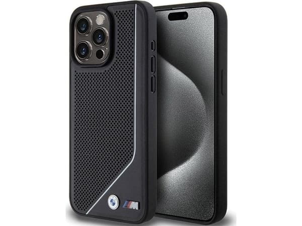 BMW BMHMP15L23PUCPK iPhone 15 Pro 6.1"black/black hardcase Perforated Twisted Line MagSafe