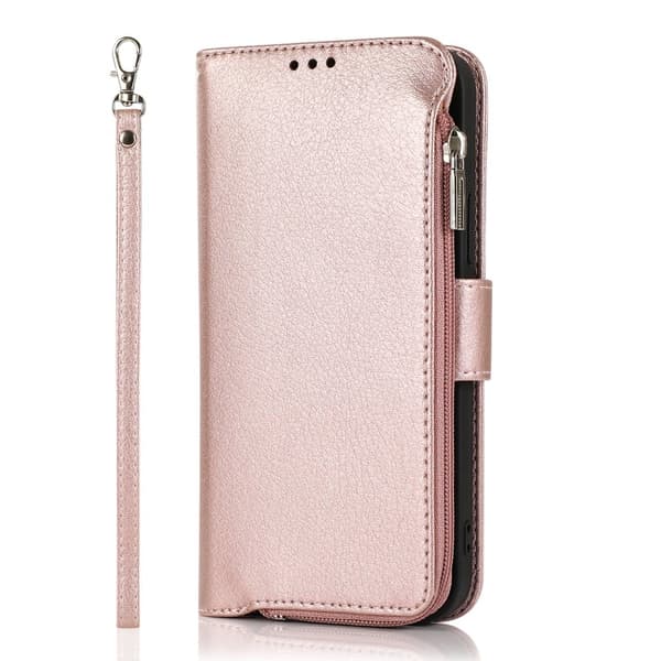 Elegant plånboksfodral i mikrofiberläder med dragkedja - iPhone 15 Pro