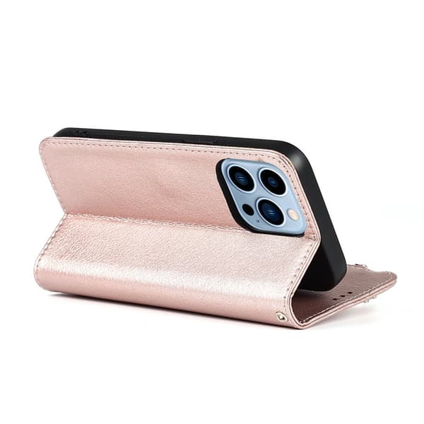Elegant plånboksfodral i mikrofiberläder med dragkedja - iPhone 15 Pro