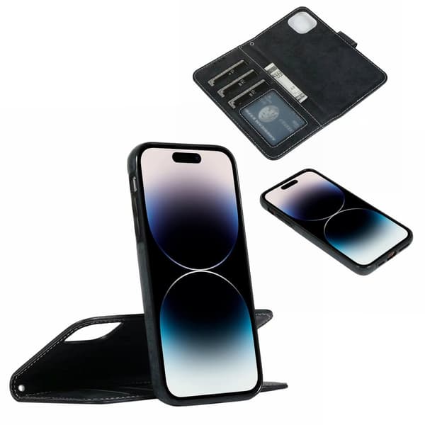iPhone 15 Pro - Plånboksfodral i PU-läder med 3-kortfack