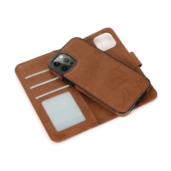 iPhone 15 Pro - Plånboksfodral i PU-läder med 3-kortfack Brun Brown