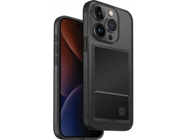 Matkapuhelimen takakuori iPhone 15 Pro Max korttipaikalla, harmaa