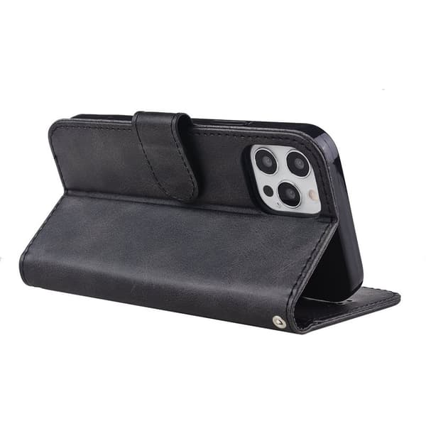 Elegant Fodral i PU-läder med 4 kortplatser för IPhone 15 Pro Svart Black
