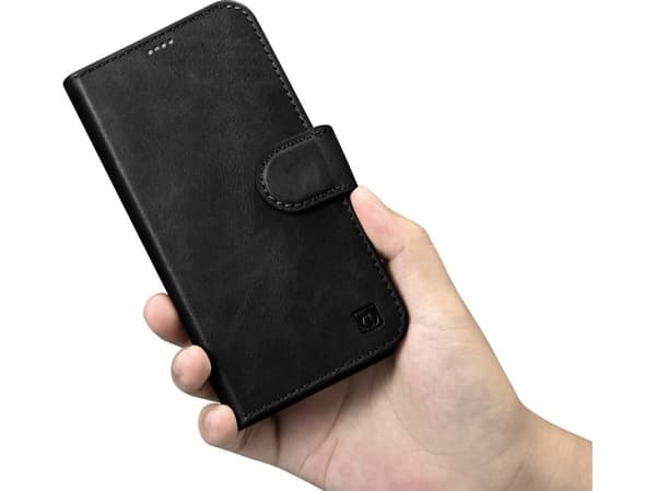 iCarer iCarer Öljyvaha lompakkokotelo 2in1 iPhone 14 Plus Nahkakotelo Anti-RFID läppä musta (WMI14220723-BK)