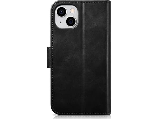 iCarer iCarer Öljyvaha lompakkokotelo 2in1 iPhone 14 Plus Nahkakotelo Anti-RFID läppä musta (WMI14220723-BK)